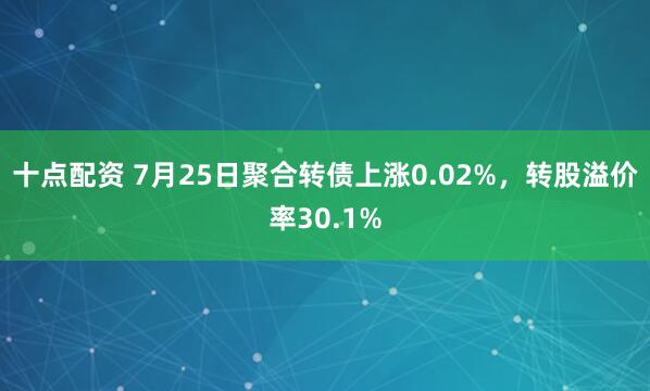 十点配资 7月25日聚合转债上涨0.02%,转股溢价率30.1%