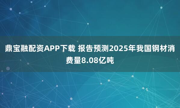鼎宝融配资APP下载 报告预测2025年我国钢材消费量8.08亿吨
