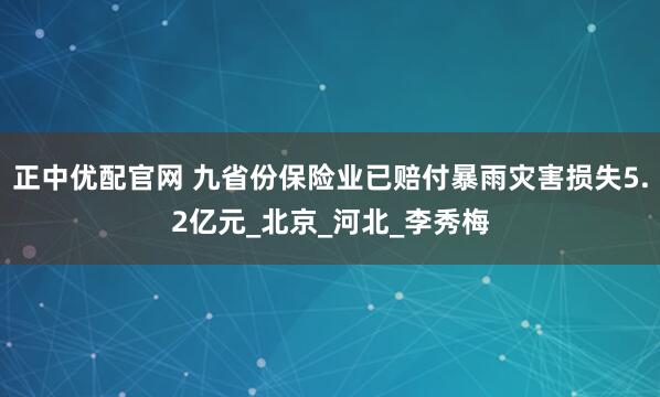 正中优配官网 九省份保险业已赔付暴雨灾害损失5.2亿元_北京_河北_李秀梅
