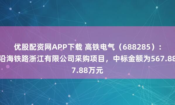 优股配资网APP下载 高铁电气（688285）：中标沿海铁路浙江有限公司采购项目，中标金额为567.88万元