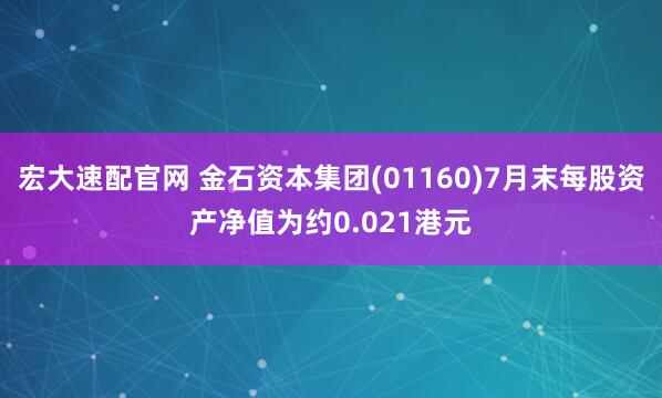 宏大速配官网 金石资本集团(01160)7月末每股资产净值为约0.021港元