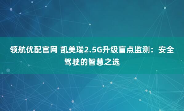 领航优配官网 凯美瑞2.5G升级盲点监测：安全驾驶的智慧之选
